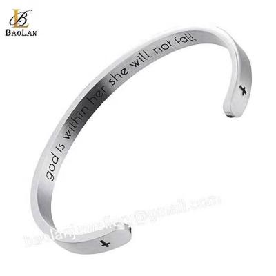 China FASHIONABLE Lord Bible Prayer Cross Cuff Bracelet Stainless Steel Men Women Quality Guaranteed BAOLAN JEWELRY good in stock for sale