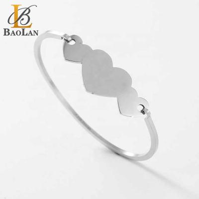 China Fashionable stainless steel open heart tock small size children slap bracelet gift for women girls kids high quality for sale