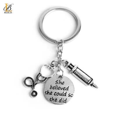 China Fashionable BAOLAN JEWELRY Stainless Steel Design Hot Selling Gift New High Quality Key Chains Doctor She Believed She Could So She for sale