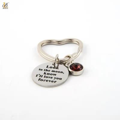 China Fashionable BAOLAN JEWELRY Stainless Steel Design Hot Selling Gift New High Quality Key Chains Birthstone I Will Love You Forever Watch The Moon for sale