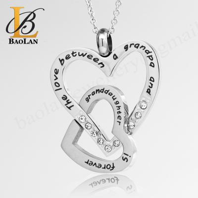 China FASHIONABLE double heart granddaughter love necklace stainless steel jewelry BAOLAN first generation high quality JEWELRY good in stock for sale