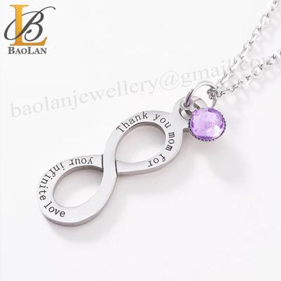 China TRENDY infinities thank you love mom necklace stainless steel jewelry high quality design your own shape BAOLAN JEWELRY good in stock for sale