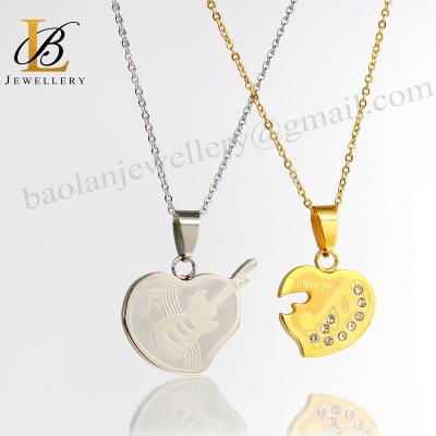 China TRENDY Couples Engraved Musical Symbol Necklace Stainless Steel Jewelry High Quality Design Your Own Shape BAOLAN JEWELRY good in stock for sale