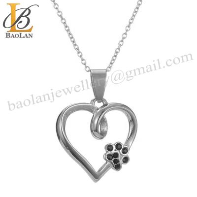 China Heart Paw Print Necklace Stainless Steel TRENDY jewelry casting high quality design your own shape BAOLAN JEWELRY good in stock for sale