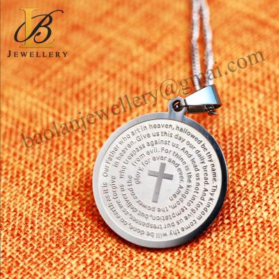 China Christian Religious Holly Father Prayer TRENDY engraved Stainless Steel Jewelry Pendant Necklace BAOLAN JEWELRY good in stock for sale