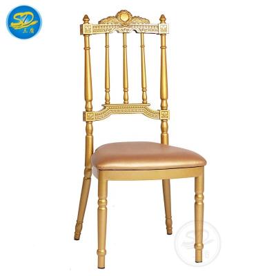 China Red Velvet Nobleman Contemporary Castle Banquet Party Wedding Event Royal Painting Napoleon Chair Gold Paint Napoleon Chair for sale