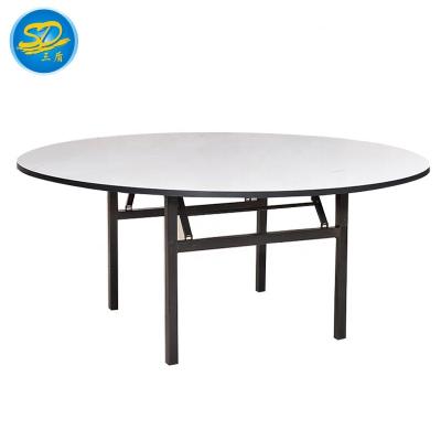 China Contemporary China Factory Hotel Project Used 1.2m 1.6m 1.8m Round Plywood PVC Customized 2m Folding Table for sale