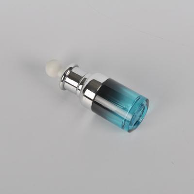 China New Design Personal Care Essential Oil Blue Glass Dropper Bottle For 15ml 30ml 50ml Skin Care Packaging Cylinder Cosmetic Plastic OEM for sale