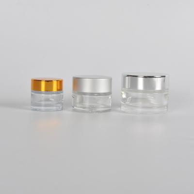 China Luxury Round 20ml 30ml 50ml Clear UV Paint Cream Packaging Container Body Cream Skin Care Glass Cosmetic Jar With Metal Lid for sale