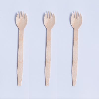 China Free Sample 160mm SPT Birch Wood Knives Eco Friendly Stocked Biodegradable Forks Spoon Spoon Biodegradable Disposable Wood Spoon Fork for sale