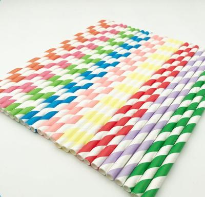 China Hot Sale Wholesale Biodegradable Disposable Environmental Friendly Striped Paper Straws for sale