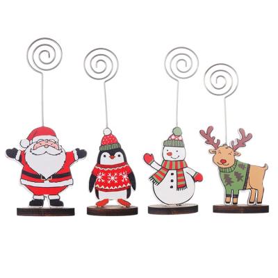 China Wooden Creative Table Decoration Christamas Decoration Christmas Photo Holder Name Card Holder Message Clip Note Clip Christmas Gift for sale