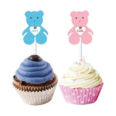 China Lovely Safe Bear with Rhinestone Cake Topper for Baby Boy or Girl Party Supplies for sale