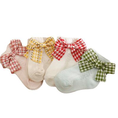 China Summer Cotton Antibacterial Babies Socks Newborn Floral Princess Lace Ruffle Frill Toddler Kids Short Socks for sale