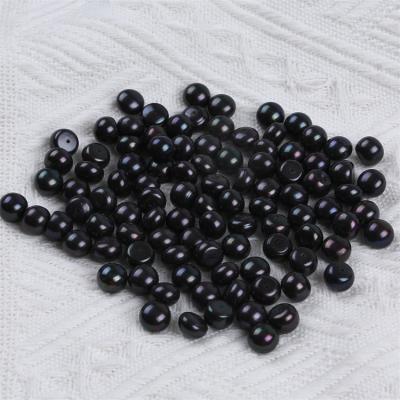 China Jewelry Making Promotion 9.5-10mm Black Color Loose Button Bead Pearl For Pearl Earrings for sale