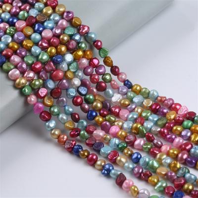 China Jewelry Making Promotion 6-7mm Mixed Color Freshwater Baroque Shape Pearls Bead Strand for sale