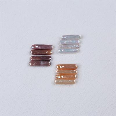 China Jewelry Making Purple Pink White 5-6mm Real Long Natural Gold Bar Shape Rectangle Biwa Freshwater Pearl Beads for sale