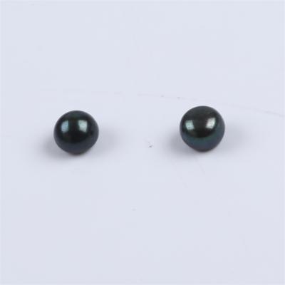 China Jewelry Making 7.5-8mm Wholesale Natural Black Freshwater Button Shape Loose Pearls In Pairs for sale