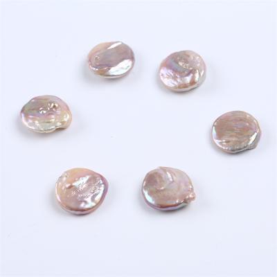 China Jewelry Making 18mm Natural Pink Purple Freshwater Real Pearls Coin Shape Loose Pearl Beads For Jewelry Making In Pairs for sale