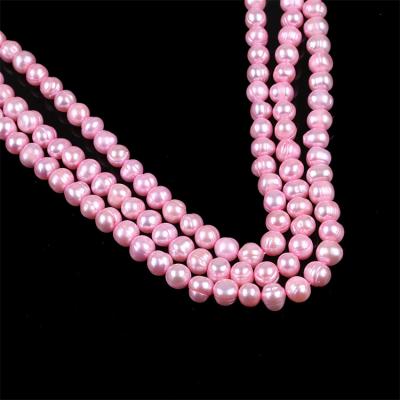 China Jewelry Making 7-8mm Potato Shape Pearl Pink Color Freshwater Pearl Strands for sale