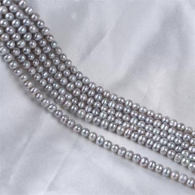 China Jewelry Making 5-6mm Gray Loose Pearl Wholesale Natural Potato Shaped Pearl Freshwater Pearl Jewelry for sale