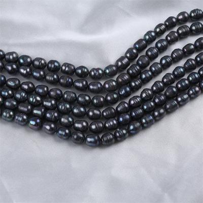 China Jewelry Making 7-8mm Rice Pearl Natural Freshwater Black Pearl Wholesale for sale