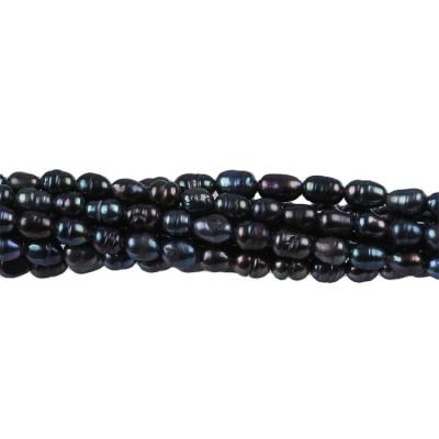 China Jewelry Making 4-4.5mm Black Rice Shape Real Loose Freshwater Beads Pearl Strand for sale