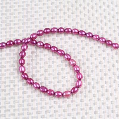 China Jewelry Making 6-7mm Purple Rose Red Dyed Rice Shape Pearl Jewelry Frewshwater Strand for sale