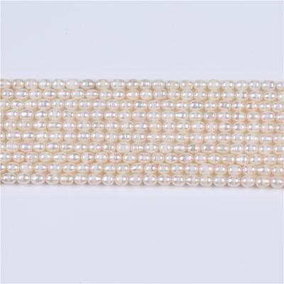 China Jewelry Making 4-5mm Cheap Price Real Natural Pearl Freshwater Rice Drop Shape Pearl Strands for sale