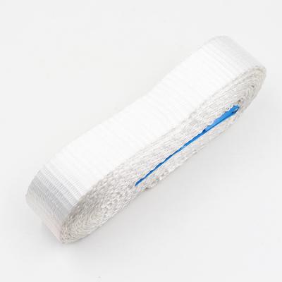 China 4 Ton 120mm Width White Polyester One Way Endless Flat Webbing Sling Flat for sale