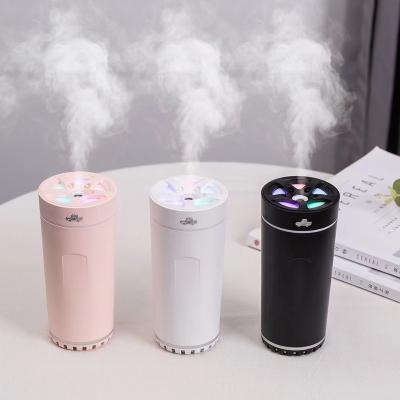 China 300ML Car Air Humidifier 800mAh Colorful Wireless Rechargeable Ultrasonic Aroma Diffuser Colorful LED Turbine Lights for sale