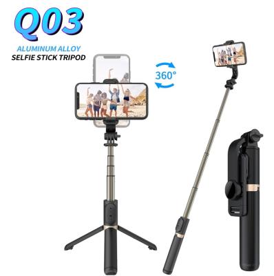 China Q03 Mobile Phone Selfie Stick Tripod 740mm Retractable With Wireless Remote Support BT 360 In 1 Rotation Phone Camera Holder All Extendable for sale