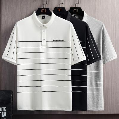 China Anti-pilling TDP14 2022 New Men's Short Sleeve Lapel Collar Summer Striped Polo Shirt Polo T-shirt for sale