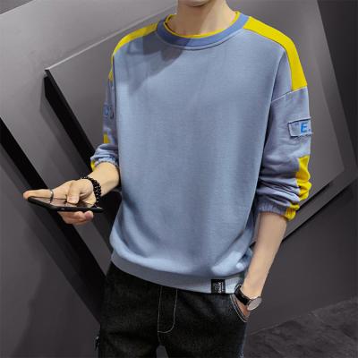 China Spring CMW2027 Boys Patchwork Breathable Casual Long Sleeve T Shirt Men's Long Sleeve T-Shirt for sale