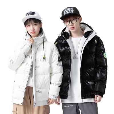 China New Graffiti MJY51 Youth Student Men Printed Winter Thicken Hooded Breathable Coat Down Couple Down Jacket for sale