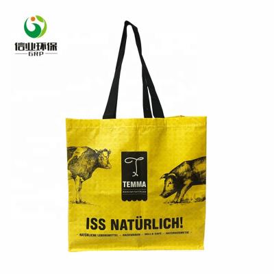 China Eco OEM / odm rpet shopping eco friendly recycled yellow cow print bag for sale