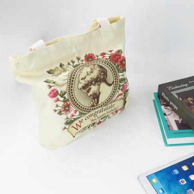 China Eco OEM/ODM custom logo eco friendly grocery tote bag with pocket cotton canvas for sale