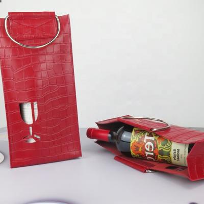 China Custom Logo PVC Insulated Tote Wine Bottle Bag Crocodile Leather Insulated Print With Style 2 for sale