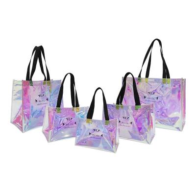 China OEM Eco / Holographic bulk buying pvc packaging bag clear odm bag bolsas de compras with custom logo for sale