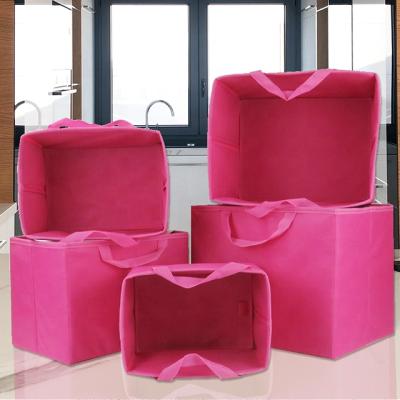 China Folding cube multi-function organizer cardboard non-woven fabric household folding storage box for sale