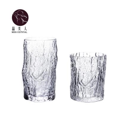 China Europe Style Bark Shape Design Transient Boreal Irregularity Crystal Glass Cup For Wedding And Restaurant Party for sale