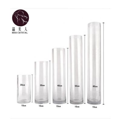 China Cheap Art Decor Missc 20-60Cm Tall Height Table Vase Decoration Flower Customized Cylinder Wedding Vases for sale