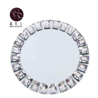 China 13 inch viable silver plates the new Diamond Mirror Charger Plate wedding and restaurant decoration for sale