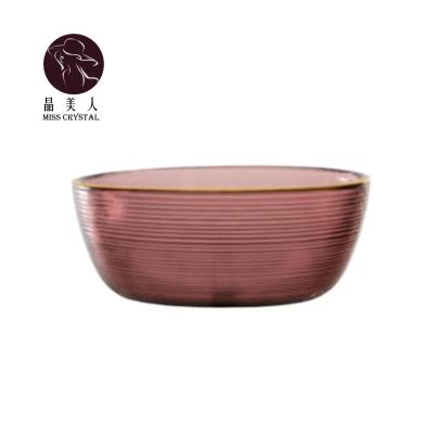 China Sustainable INS Crystal Glass Bowl Nordic Style Colored With Gold Border For Wedding And Restaurant Party for sale