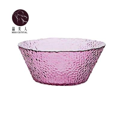 China Sustainable INS Style Hammer Eye Grain Crystal Glass Bowl Tableware Salad Bowl For Restaurant Wedding And Party for sale