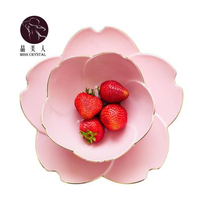 China Cartoon Dish Nordic Light Luxury Ceramic Tableware Ceramic Dish With Gold Border For Wedding And Restaurant Party for sale