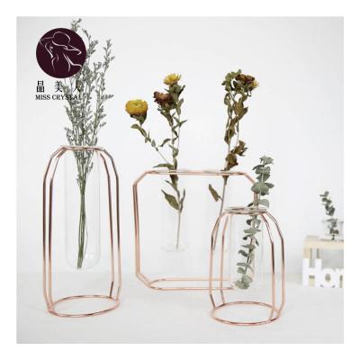 China Hydroponic Line Flower Decor Traditional Hot Creative Home Gold Glass Vase MissC Plant Stand Iron Ornament for sale