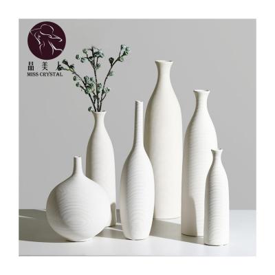 China Nordic Bohemian Ceramic Pots Nordic Home Interior Decor Plant Decoration Living Room Vase White Vases for sale