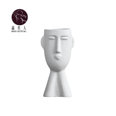 China Nordic Minimalist INS Decor Face Shape Modern Ceramic Flower Vase Room Decoration For Home for sale