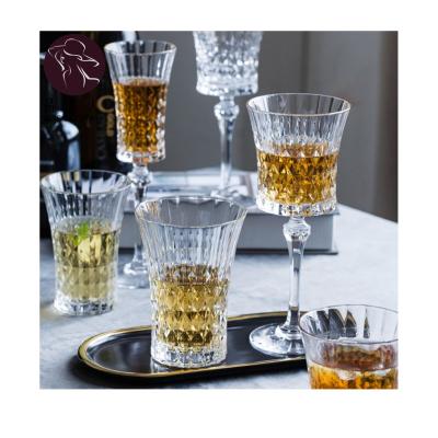 China No Diamond Cut Crystal Water Tumbler Vintage Elegant Wine Tumbler Wide Mouth Whiskey Glass Mug for sale